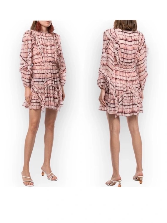 Ulla Johnson Pink Tiered Ruffle Mini Dress